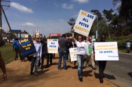 Journalists protest at Egypt's Nairobi embassy over detention of Al Jazeera staff